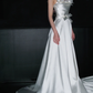 Elegant White Bow A Line Strapless Satin Long Wedding Dress SH4711