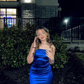 Simple Sheath Strapless Royal Blue Birthday Prom Dress Homecoming Dress  SH1351