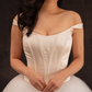 Pretty A Line Off the Shoulder Corset Tulle Satin Long Wedding Dress SH6094