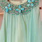 Vintage Yellow Green Ombre Beaded Chiffon Knee Length Wedding Guest Dress Prom Dress SH5442