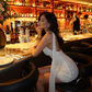 Pretty White Sheath Halter Pearl Sequin Short Homecoming Dress Birthday Dress SH4165