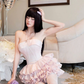 Gentle A Line Halter Light Pink Layered Satin Short Homecoming Dress SH3259