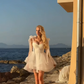 White A Line Straps Layered Organza Short Homecoming Dress Outfits SH6493