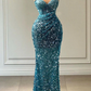 Gorgeous Strapless Sequin Prom Dress Mermaid Formal Evening Dress SH1210