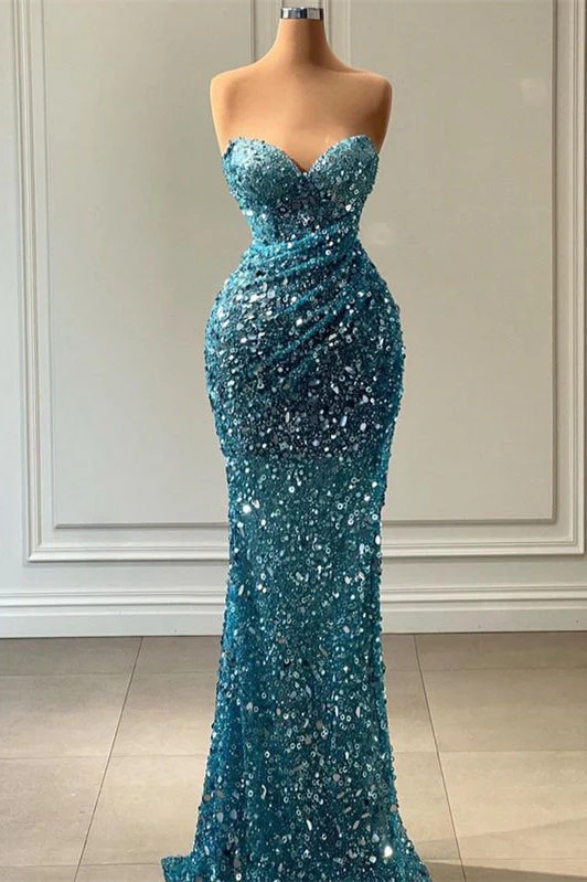 Gorgeous Strapless Sequin Prom Dress Mermaid Formal Evening Dress SH1210