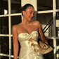 Yellow A Line Sweetheart Neck Bow Knot Satin Long Prom Dress Evening Dress SH8963