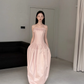 Stunning A Line Strapless Light Pink Satin Long Prom Dress Evening Dress SH7705