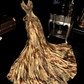 Sexy Leopard Print Satin Chiffon Prom Dress Party Evening Dress SH6000