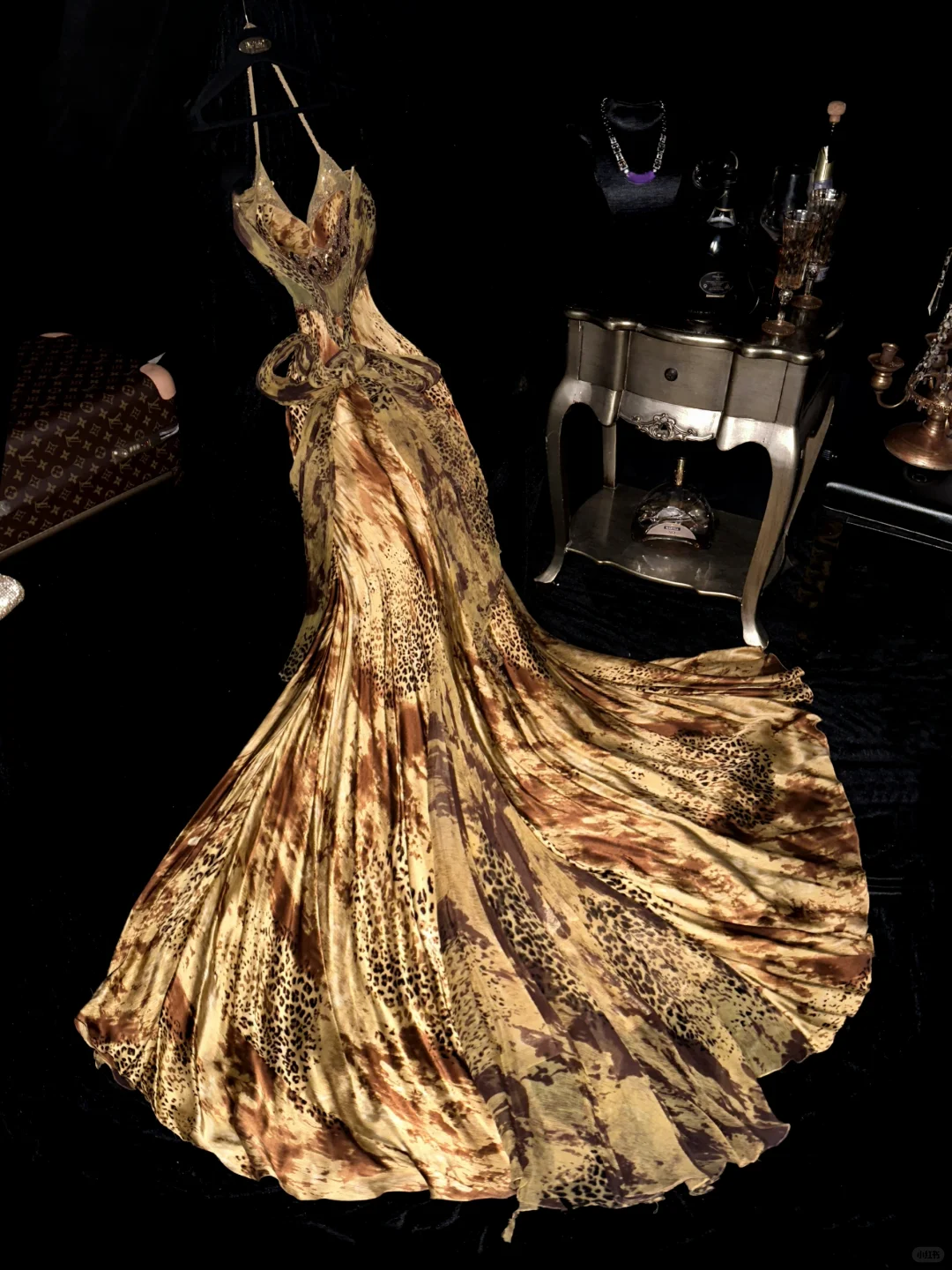 Sexy Leopard Print Satin Chiffon Prom Dress Party Evening Dress SH6000