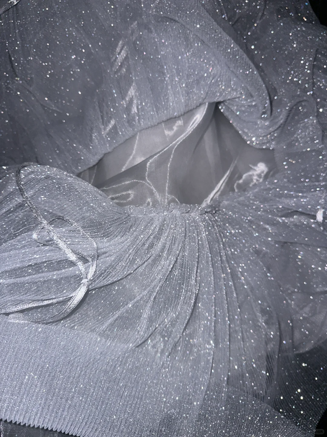 Shiny A Line Strapless Layered Sequin Tulle Long Prom Dress Evening Dress with Bow SH3161