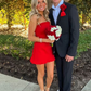 Simple A Line Strapless Red Satin Short Homecoming Dress SH1407