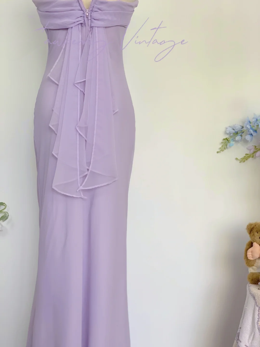 Vintage Purple Simple Mermaid Spaghetti Strap Chiffon Prom Dress Outfits SH4956