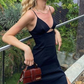 Spaghetti Straps  Navy Blue Long Prom Dress Evening Dress SH1307