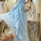 Gentle Pink One Shoulder Floral Pleated Chiffon Long Prom Dresses 16th Birthday Dresses SH4637