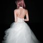 White Princess Ball Gown V Neck Appliques Tulle Wedding Dress SH5551
