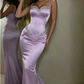 Black Beading Spaghetti Strap Elegant Sleeveless Mermaid Prom Dress Eveing Gown SH1048