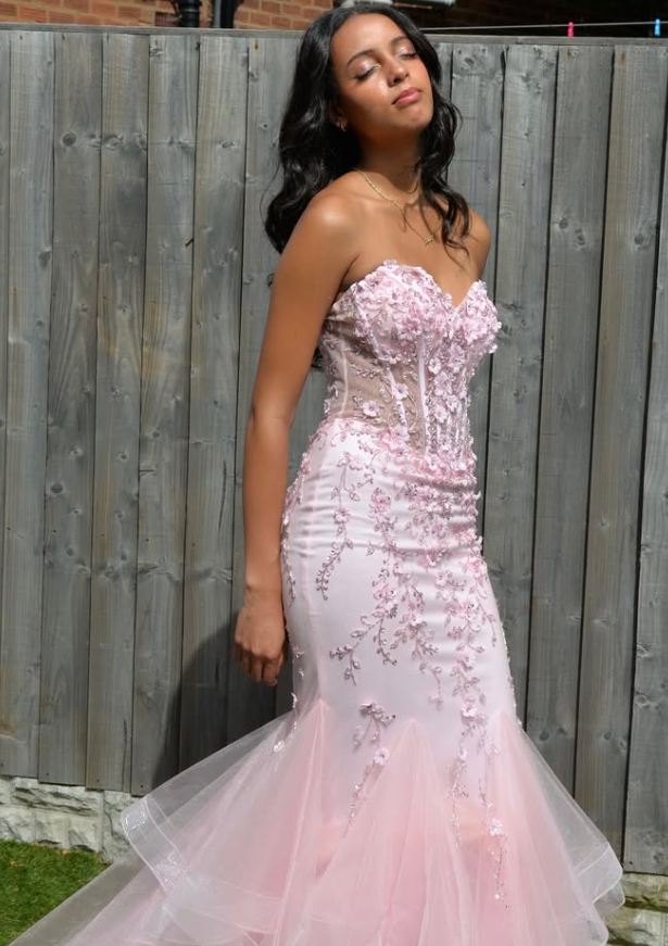 Stunning Mermaid Sweetheart Neck Appliques Sequin Tulle Prom Dress Birthday Dress SH9025