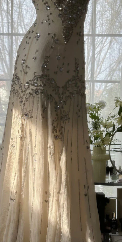 Ivory A Line Long Sleeve Beaded Chiffon Long Prom Dress Graduation Prom Dress SH5352