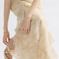 Apricot Mermaid Spaghetti Strap Ruffle Chiffon Long Prom Dress Party Dress SH4147