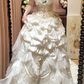 Glamorous Retro Ball Gown V Neck 3D Floral Layered Lace Satin Wedding Dress Prom Dress SH5886