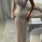Shiny Sheath Exquisite Rhinestone Tulle Long Prom Dress Evening Dress SH4624