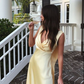 Elegant Yellow V Neck Prom Dress Long Evening Dress SH994