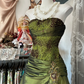 Vintage Green A Line Sweetheart Neck Beaded Satin Prom Dress Evening Dress SH5249