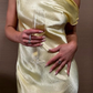 Yellow Sheath Column Open Back Satin Long Prom Dress Evening Dress SH1806