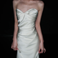 Simple Mermaid Sweetheart Neck White Satin Long Sweep Wedding Dress SH4933