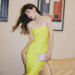 Cute Bright Yellow Mermaid Sweetheart Neck Satin Short Homecoming Dress Cocktail Dress SH3576