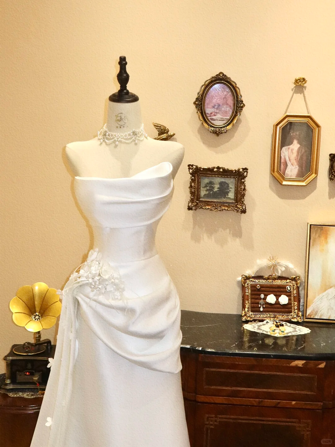Simple White A Line Strapless Satin Long Prom Dress Wedding Dress SH7399