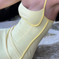 Yellow Sheath Spaghetti Strap Satin Long Prom Dress Evening Dress SH1867
