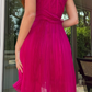 Hot Pink A Line V Neck Chiffon Short Homecoming Dress Birthday Dress SH2512