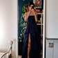 Sexy Red Chiffon Tiered Long Prom Dress A Line Slit Evening Dress SH1495
