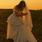 Vintage Simple A Line Off the Shoulder White Lace Long Wedding Dress SH5391