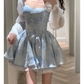 Blue A Line Spaghetti Strap Satin Short Homecoming Dress Outfits SH5832