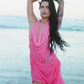 Sexy Pink Sheath Halter Pleated Beaded Chiffon Vacation Dress Outfits SH3893
