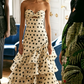 Classic Polka Dot A Line Sweetheart Neck Layered Chiffon Prom Dress SH5428