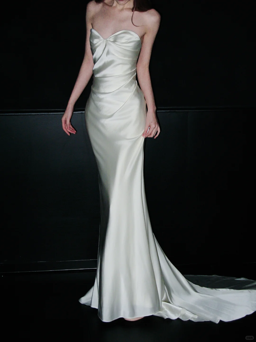 Simple Mermaid Sweetheart Neck White Satin Long Sweep Wedding Dress SH4933