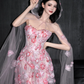Romantic Pink 3D Floral A Line Sweetheart Neck Tulle Date Dress Evening Dress Homecoming Dress SH3441