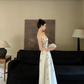 Elegant Floral A Line Spaghetti Strap White Satin Long Prom Dress Formal Dress 16th Birthday Dress SH3961