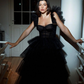 Charming A Line Strap Tiered Tulle Long Prom Dress Evening Dress SH2062