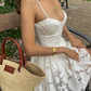 Beautiful A Line Straps White Satin Short Prom Dress Homecoming Dress SH7219