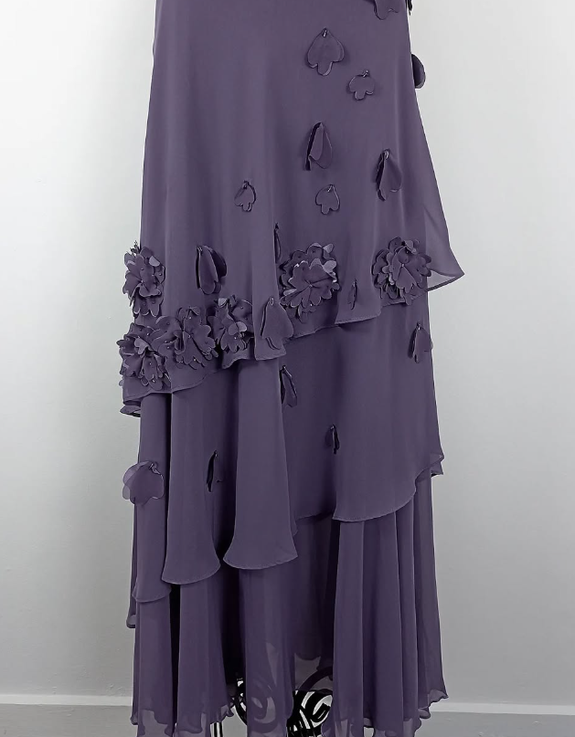 Retro A Line Halter Flower Purple Chiffon Open Back Evening Dress Party Dress SH3167