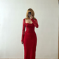 Sexy Red Sheath Long Sleeve Lace Prom Dress Evening Dress SH6890