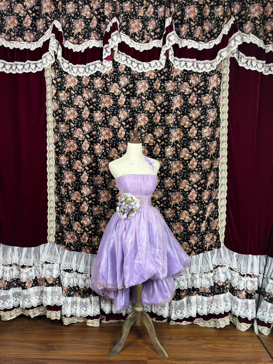 Cute Purple A Line One Shoulder Flower Satin Tulle  Homecoming Dress Cocktail Dress SH3741