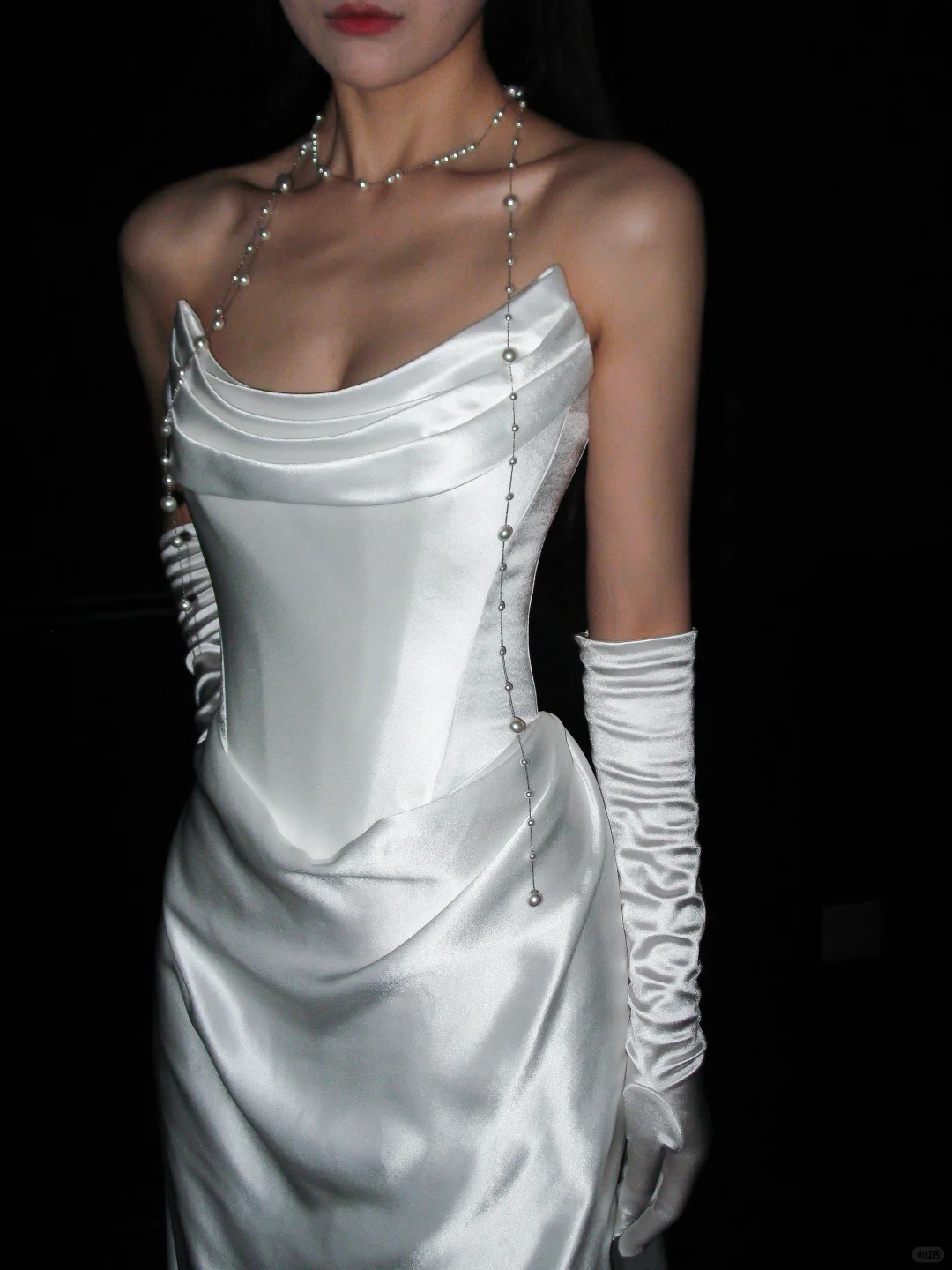 Chic Sheath Strapless White Corset Satin Long Wedding Dress SH8904