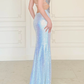 Dazzling Butterfly Beaded Sheath Spaghetti Strap Sequin Slit Prom Dress Evening Dress SH6761