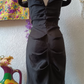 Sexy Mermaid Off the Shoulder Black Satin Long Sweep Prom Dress Evening Dress SH2091