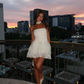 Classic White A Line Appliques Tulle Satin Mini Homecoming Dress Cocktail Dress SH3512